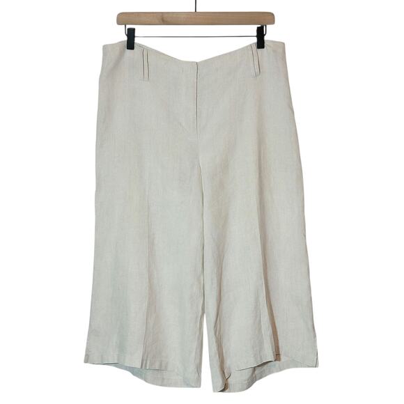 In The Wash Linen Gaucho Pant Wide Leg Natural Beige Coastal Boho Chic Casual 12 - Picture 12 of 12